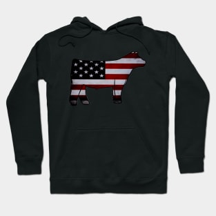 American Flag Show Steer Silhouette  - NOT FOR RESALE WITHOUT PERMISSION Hoodie